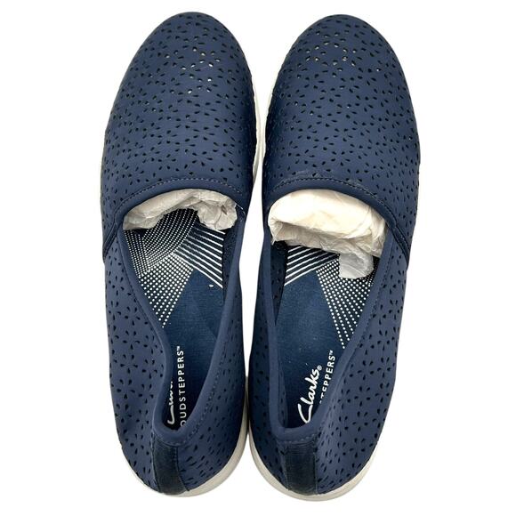 Clarks Cloudsteppers Women's Navy Breeze Emily Stretch Slip-Ons Size 12W - Picture 7 of 11
